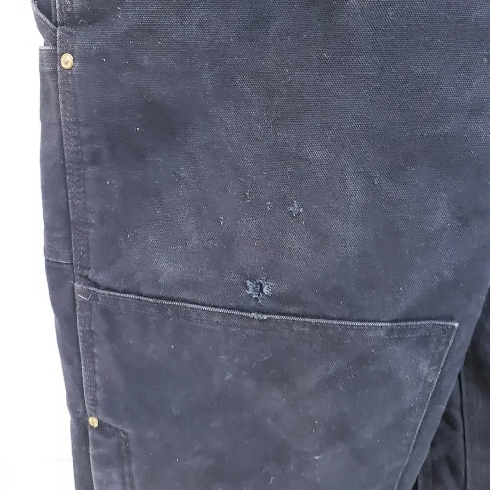 Carhartt Overalls Mens 36x30 Black Bib Double Knee Insulated R02 BLK - Picture 9 of 11